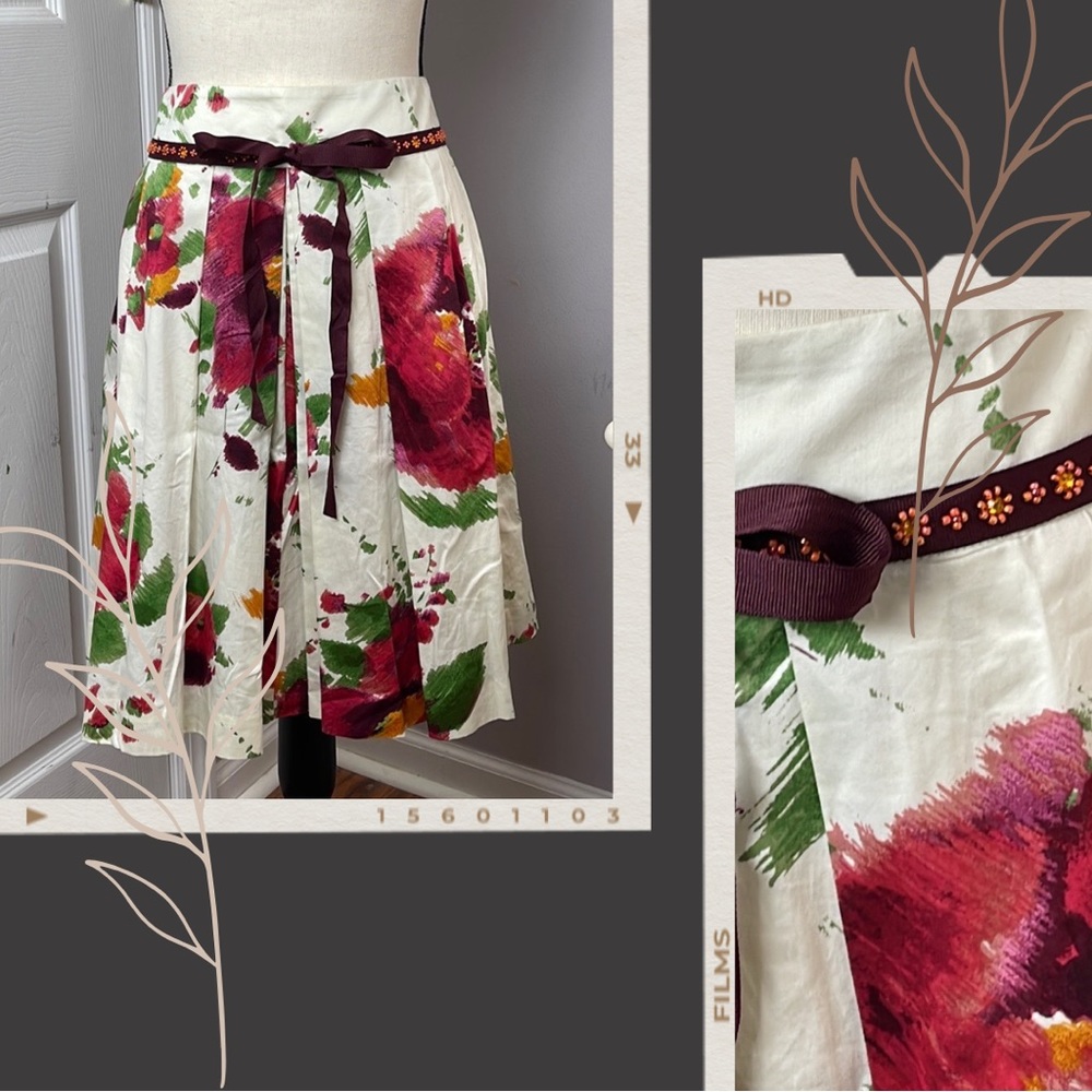 Bandolino Petite Pleated Floral Skirt